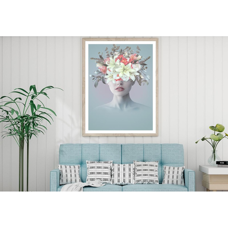 Young Woman With Flowers Abstract Home Decor Premium Quality Poster Print Choose Your Sizes