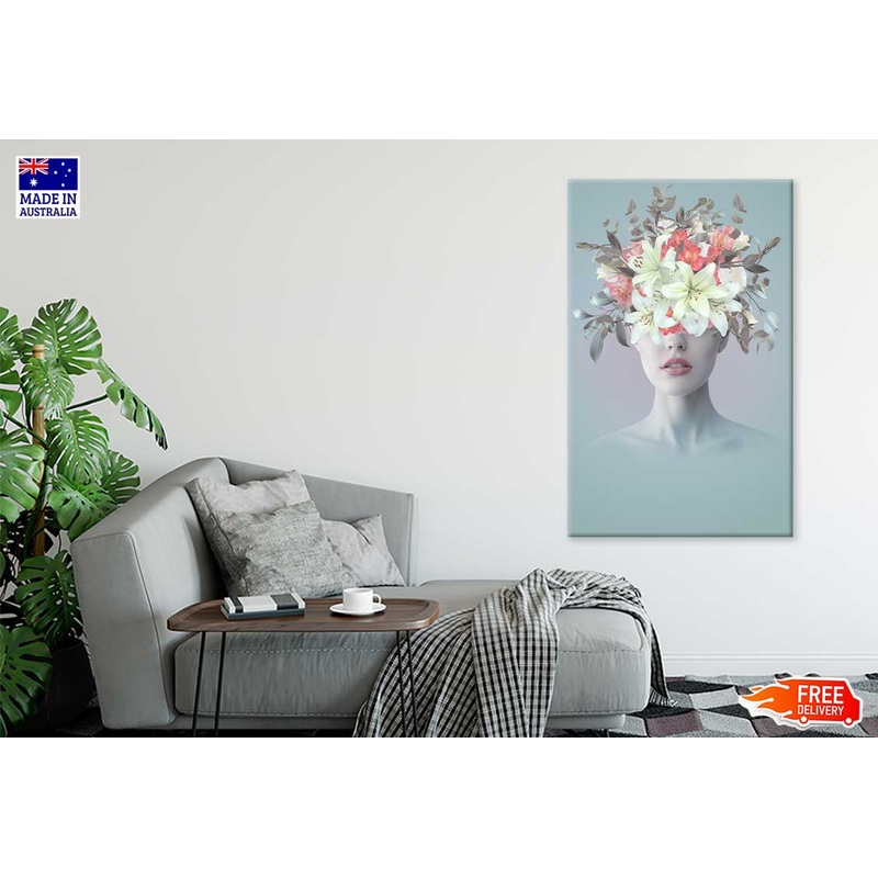Young Woman With Flowers Abstract Print 100% Australian Made