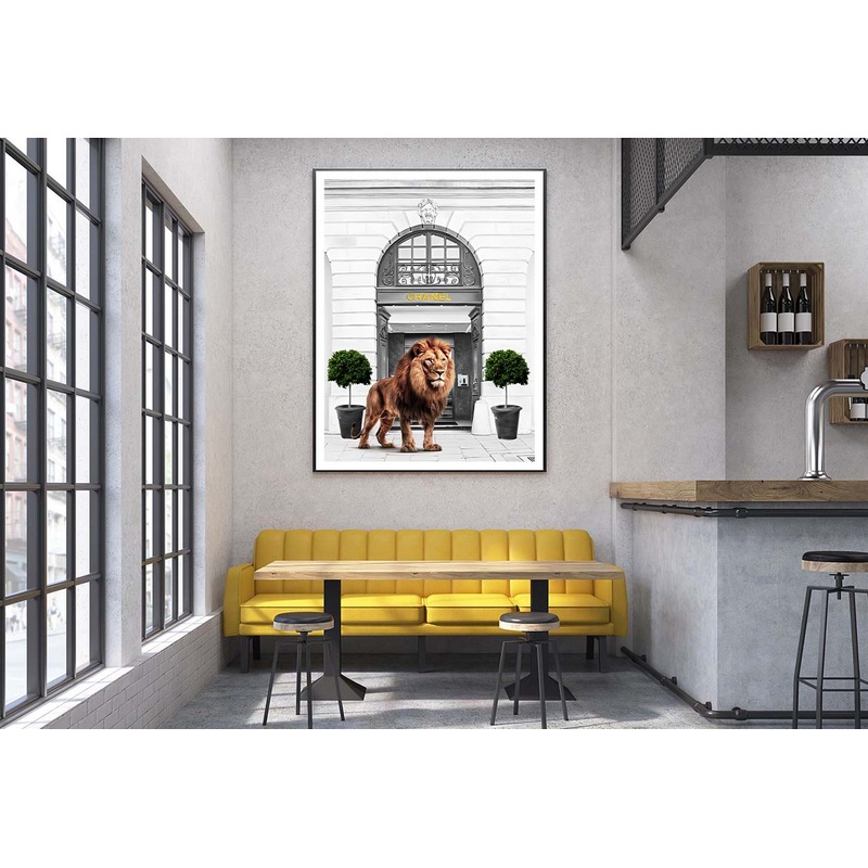 Black And White Fashion Store with Lion Design Home Decor Premium Quality Poster Print Choose Your Sizes
