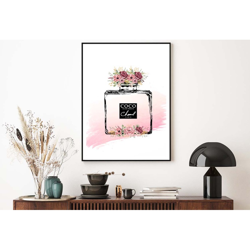 Black Pink Fashion Perfume Bottle Design Home Decor Premium Quality Poster Print Choose Your Sizes