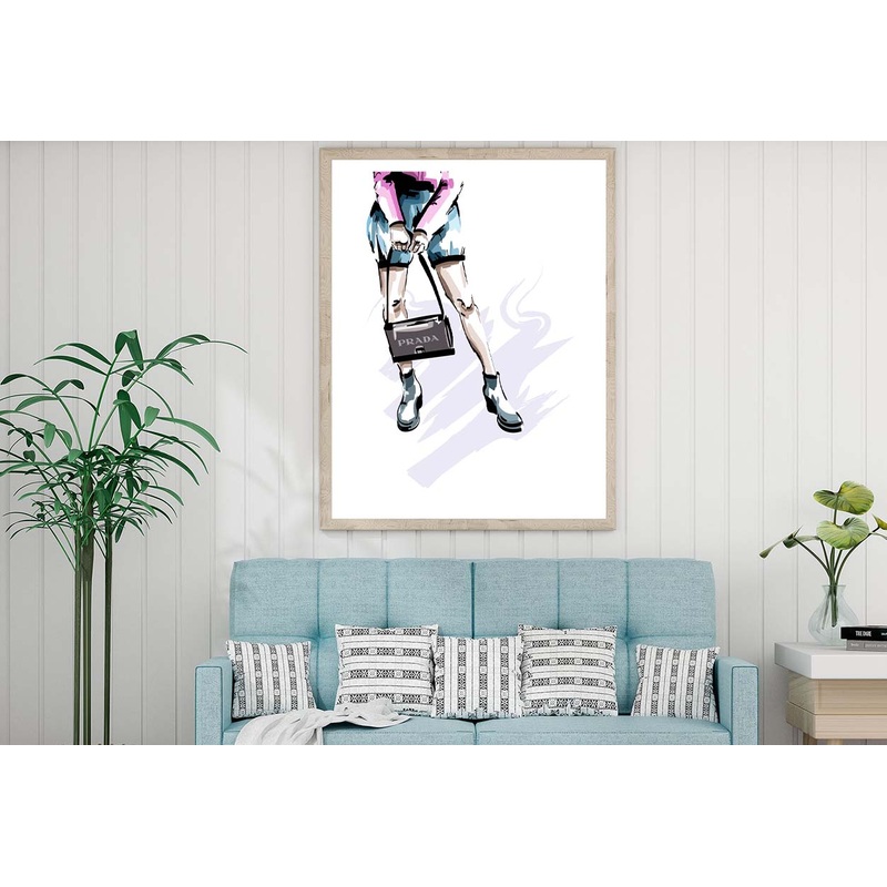 Blue Shaded Shoes with Elegant Bag Design Home Decor Premium Quality Poster Print Choose Your Sizes