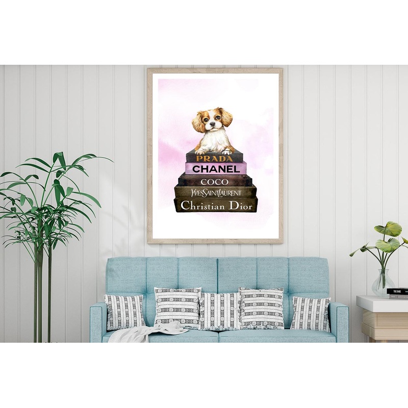 Dog On Book set Fashion Art Design Home Decor Premium Quality Poster Print Choose Your Sizes