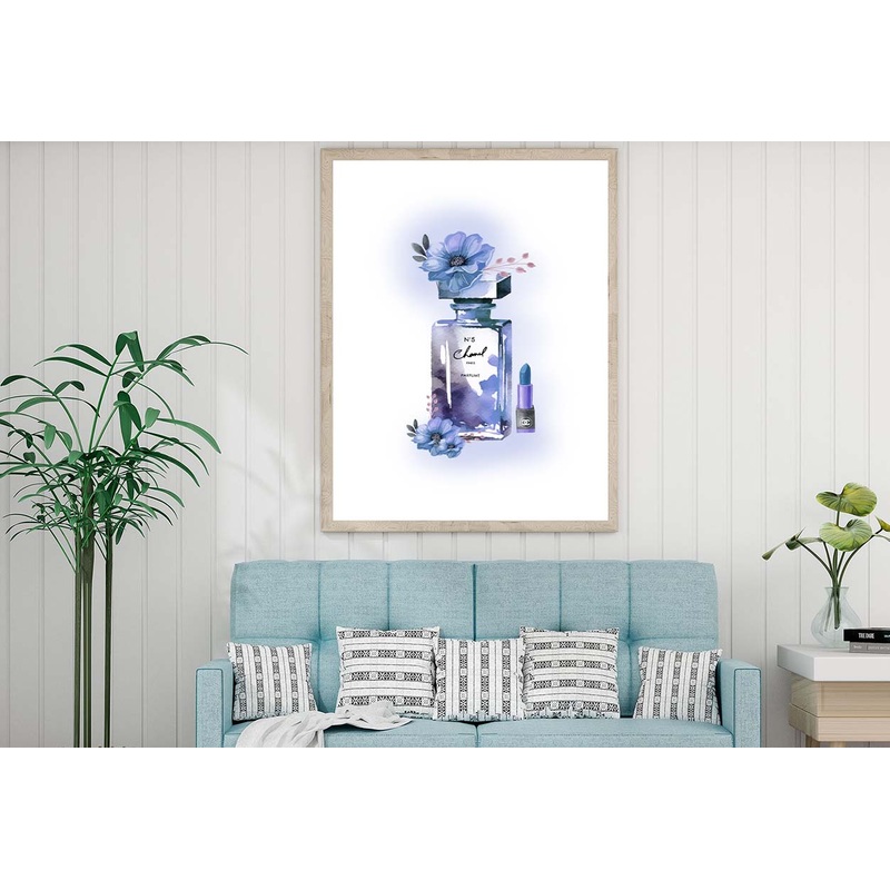Elegant Fashion Bottle with Purple Flowers Design Home Decor Premium Quality Poster Print Choose Your Sizes