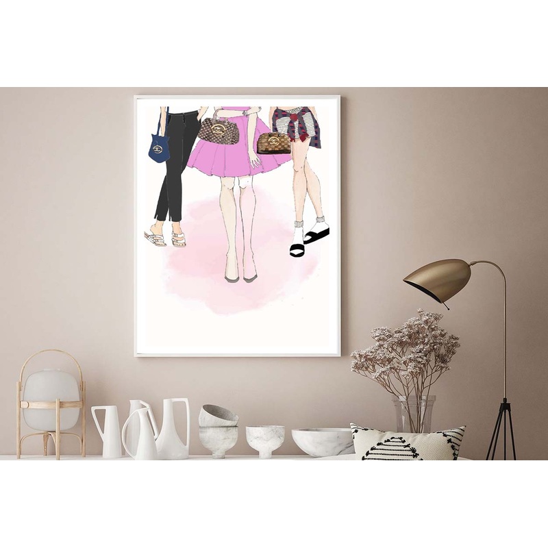 Fancy Girls with Luxury Bags Design Home Decor Premium Quality Poster Print Choose Your Sizes