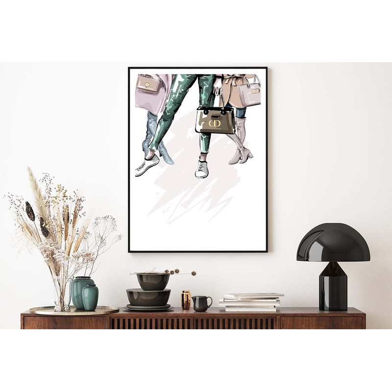 Fancy Ladies with Their Luxury Bags Design Home Decor Premium Quality Poster Print Choose Your Sizes