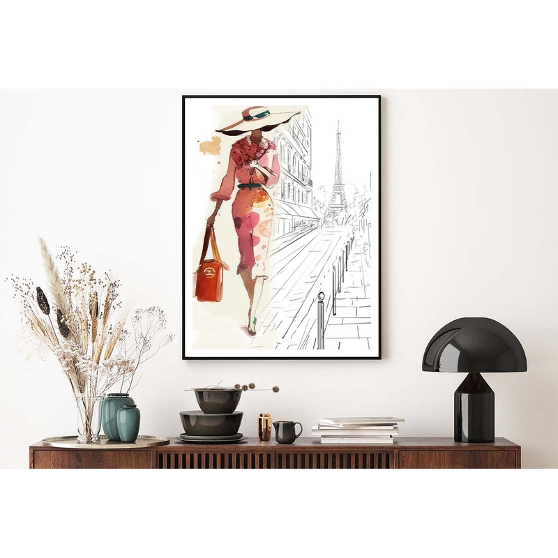 Fashion Girl with Red Bag Design Home Decor Premium Quality Poster Print Choose Your Sizes