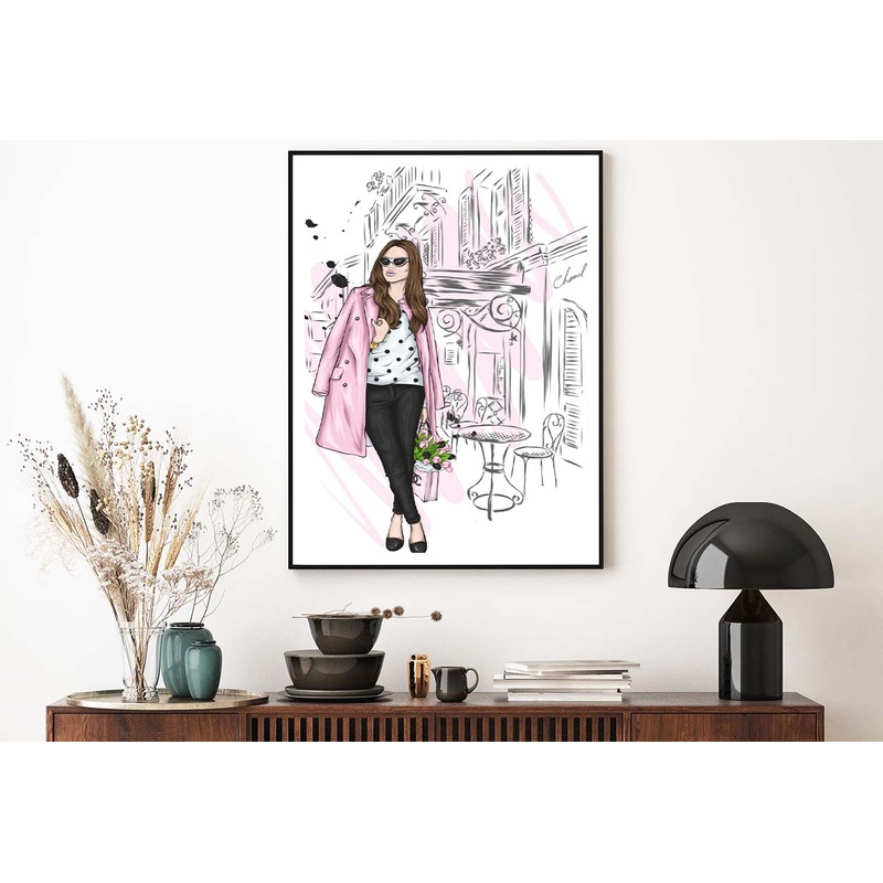 Modern Fashion Store with Girl Design Home Decor Premium Quality Poster Print Choose Your Sizes
