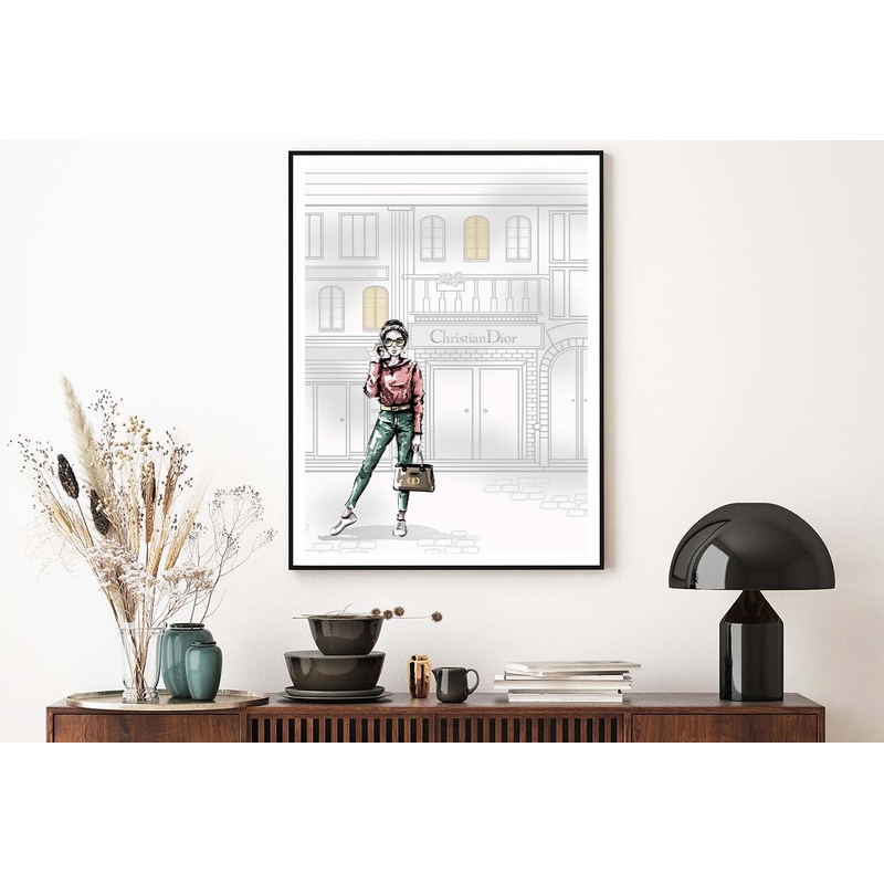 Modern Girl with Luxury Fashion Store Design Home Decor Premium Quality Poster Print Choose Your Sizes