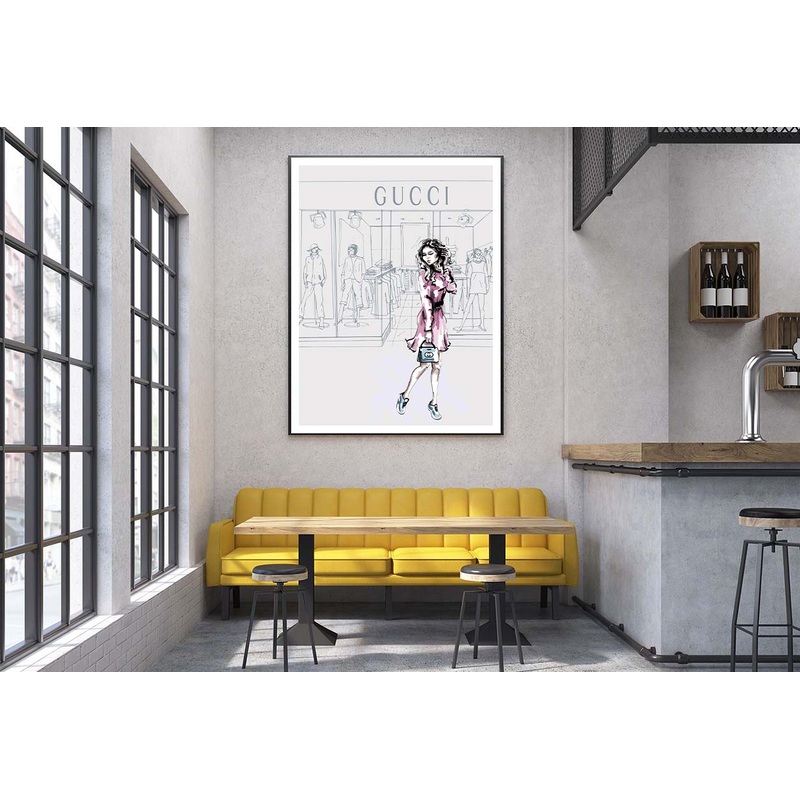 Modern Pink Lady with Fashion Store Design Home Decor Premium Quality Poster Print Choose Your Sizes