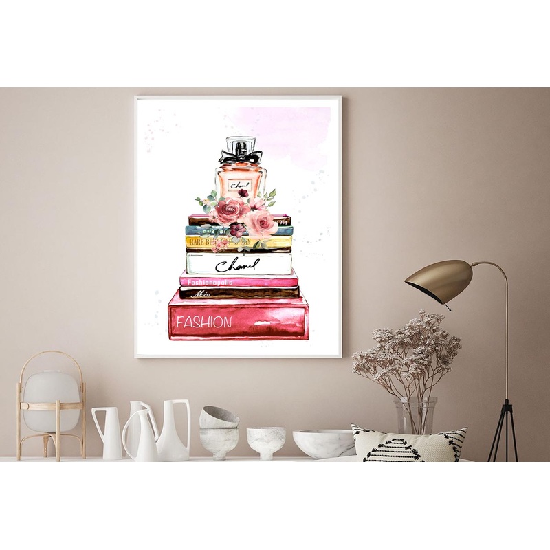 Orange Perfume On Book set Design Home Decor Premium Quality Poster Print Choose Your Sizes