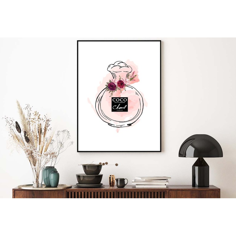 Peach Colored Luxury Perfume Bottle Design Home Decor Premium Quality Poster Print Choose Your Sizes