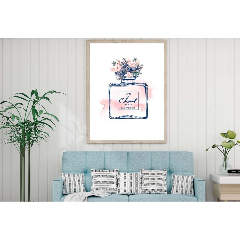 Pink Blue Colored Fashion Perfume Bottle Design Home Decor Premium Quality Poster Print Choose Your Sizes