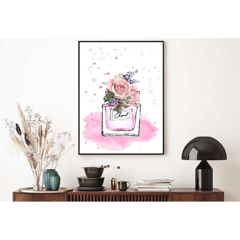 Pink Colored Flower Perfume Design Home Decor Premium Quality Poster Print Choose Your Sizes