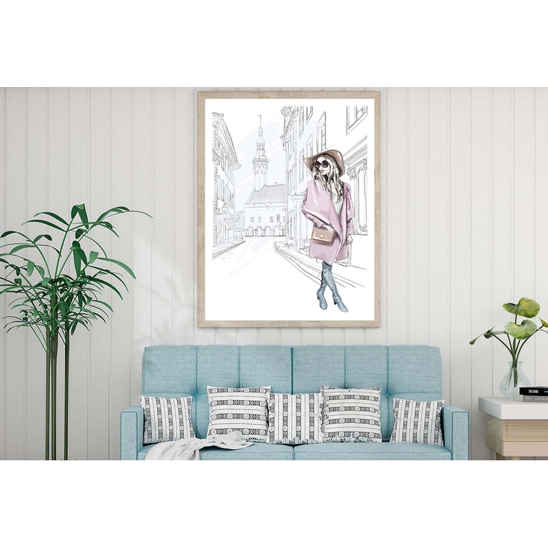 Pink Girl With Stylish Hat Design Home Decor Premium Quality Poster Print Choose Your Sizes