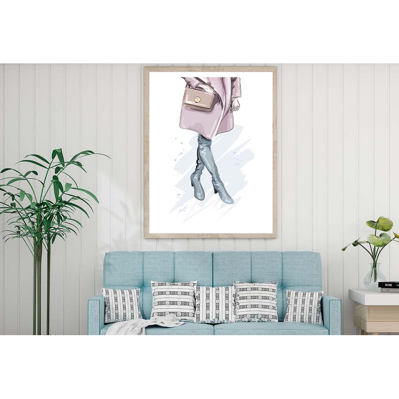 Pink Lady with Peach Colored Bag Design Home Decor Premium Quality Poster Print Choose Your Sizes