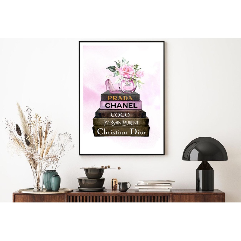 Pink Perfume On Book set Design Home Decor Premium Quality Poster Print Choose Your Sizes