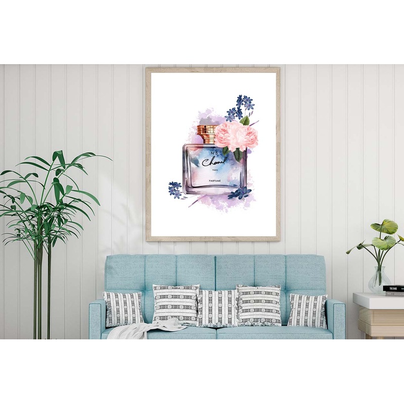 Purple Blue Perfume with Flowers Design Home Decor Premium Quality Poster Print Choose Your Sizes