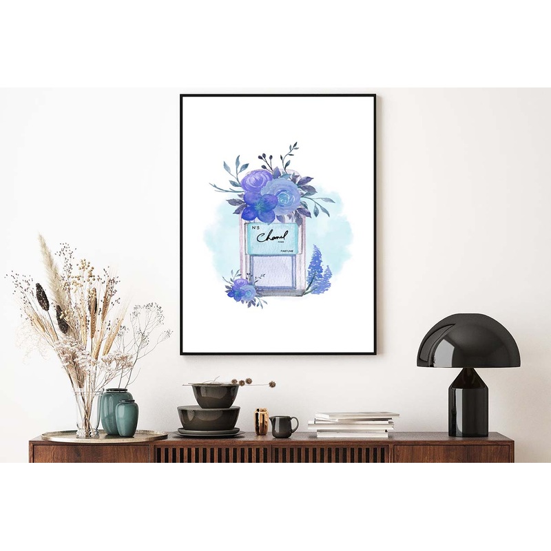 Purple Flowered Fashion Bottle Design Home Decor Premium Quality Poster Print Choose Your Sizes