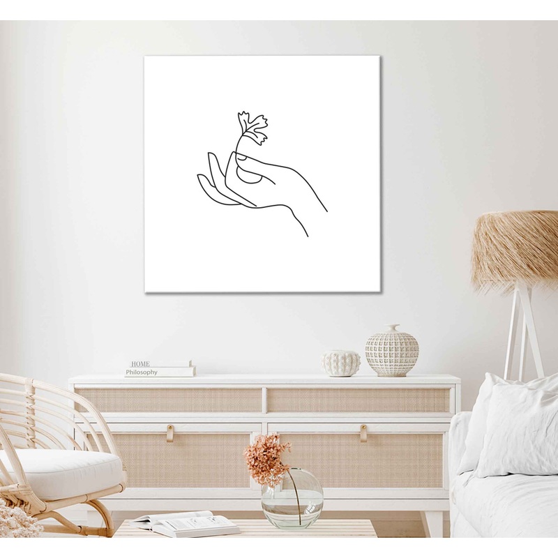 Square Canvas Leaves & Hand Line Art Vector Design High Quality Print 100% Australian Made