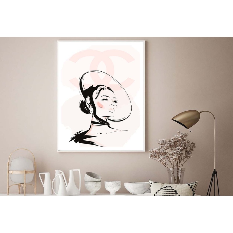 Stylish Black Peach Colored Girl Art Design Home Decor Premium Quality Poster Print Choose Your Sizes