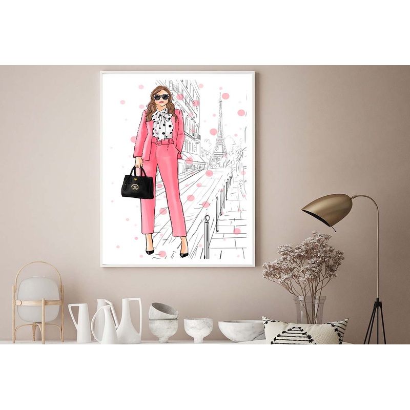 Stylish Boss Lady with Her Luxury Handbag Design Home Decor Premium Quality Poster Print Choose Your Sizes