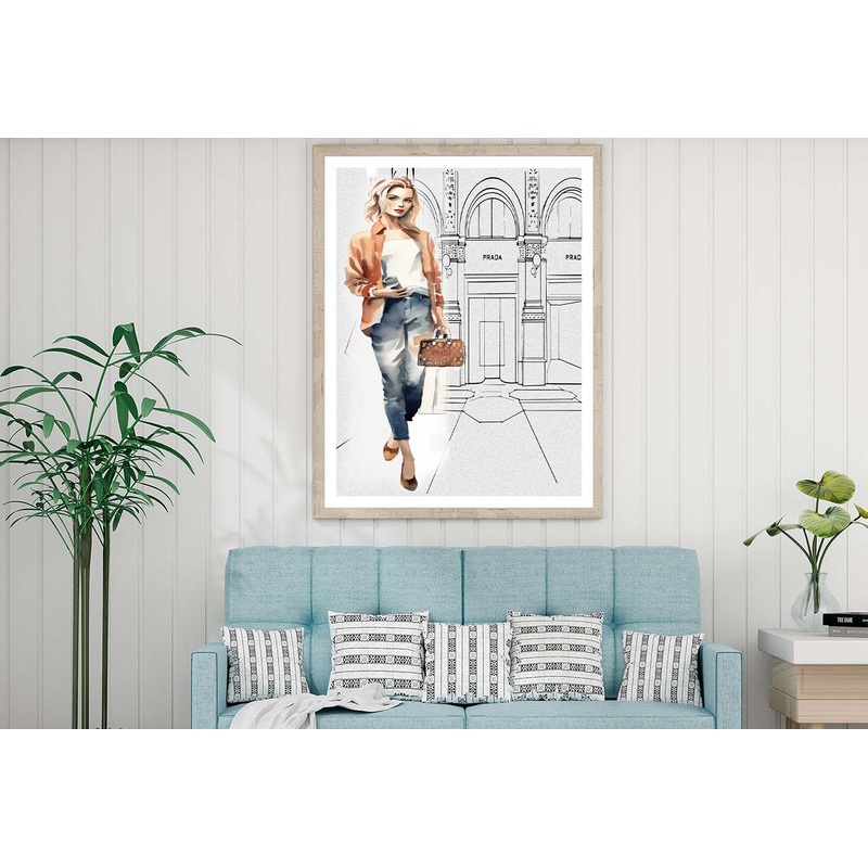 Stylish Brown Girl with Fashion Store Design Home Decor Premium Quality Poster Print Choose Your Sizes