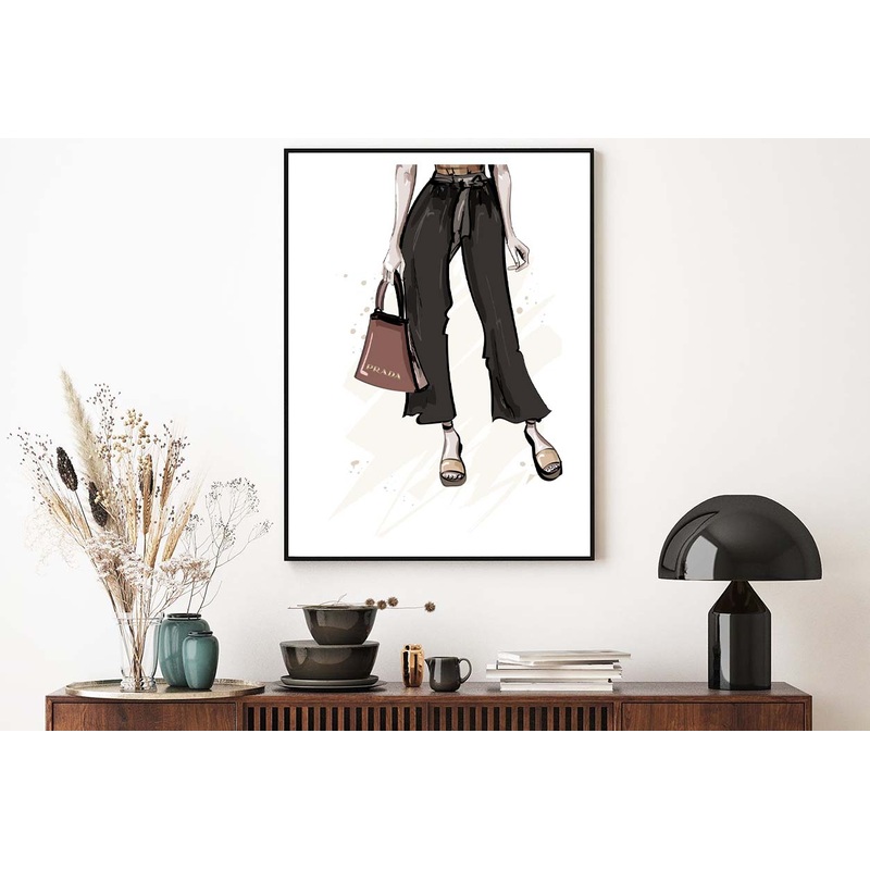 Stylish Brown Slippers with Elegant Handbag Design Home Decor Premium Quality Poster Print Choose Your Sizes