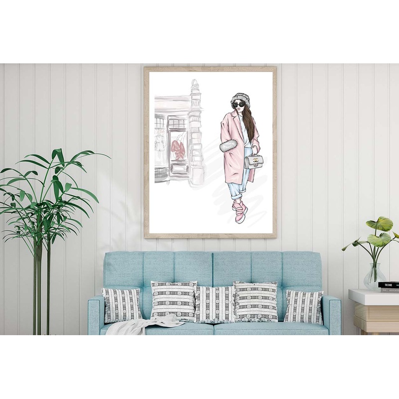 Stylish Fancy Girl with Elegant Bag Design Home Decor Premium Quality Poster Print Choose Your Sizes
