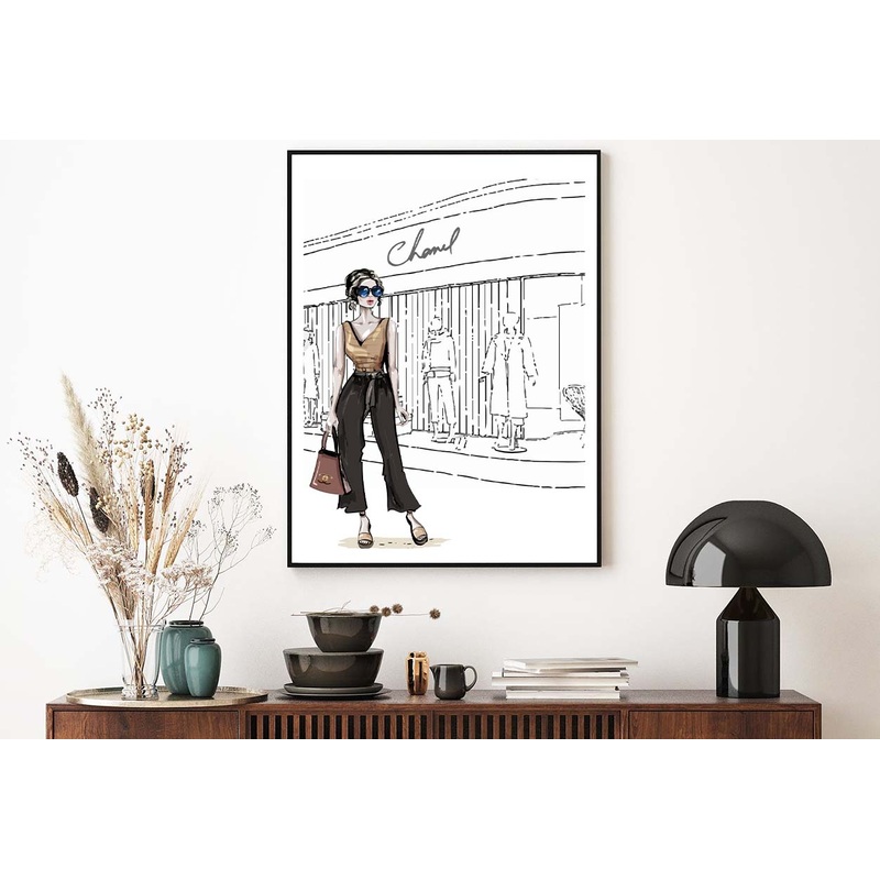 Stylish Girl with Fashion Store Design Home Decor Premium Quality Poster Print Choose Your Sizes