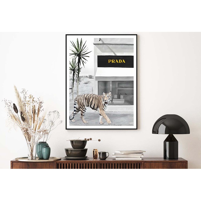 Tiger With Elegant Black and White Fashion Store Design Home Decor Premium Quality Poster Print Choose Your Sizes