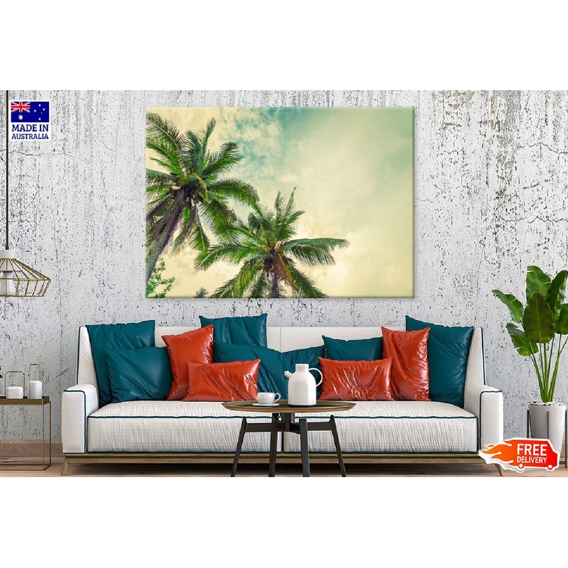 Beach Palm Trees with Sky View Photograph Print 100% Australian Made