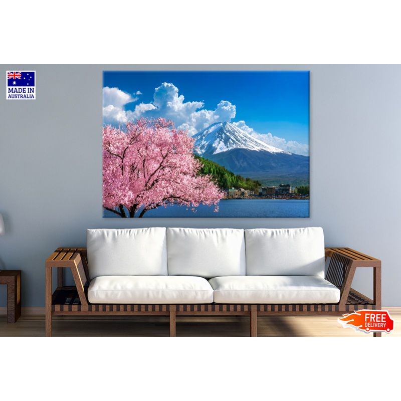 Blossom Flower Trees & Snow Covered Mountain Photograph Print 100% Australian Made