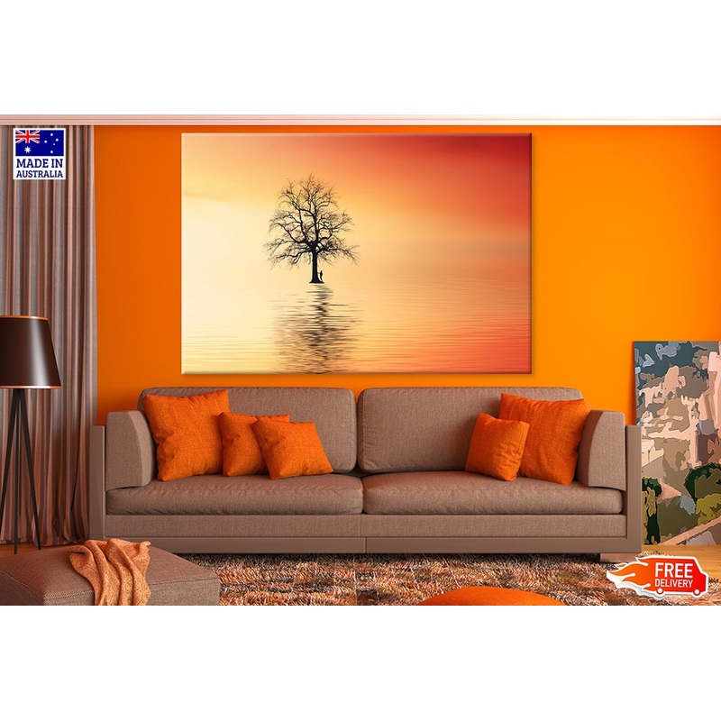 Boy Under Dry Tree Near Lake Print 100% Australian Made