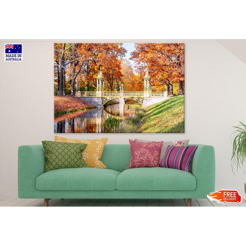 Bridge Over Canal in Park Photograph Print 100% Australian Made