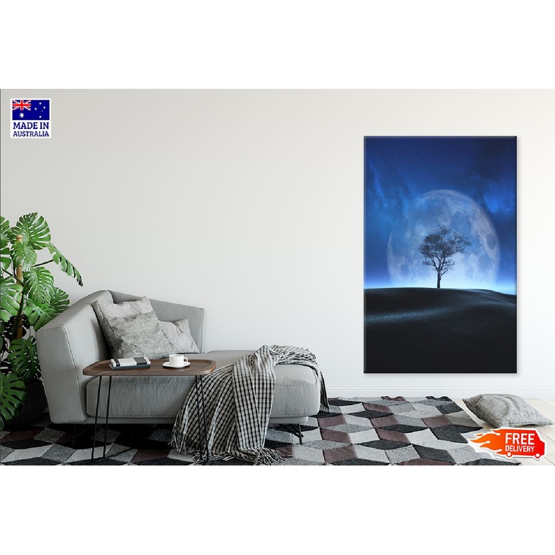 Tree Moon Night Sky Digital Art Print 100% Australian Made