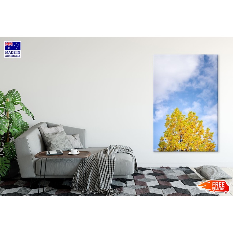 Yellow Autumn Tree Blue Sky View Photograph Australia Print 100% Australian Made