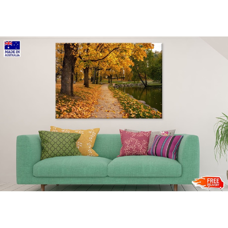 Autumn Trees & Lake Garden View Photograph Print 100% Australian Made