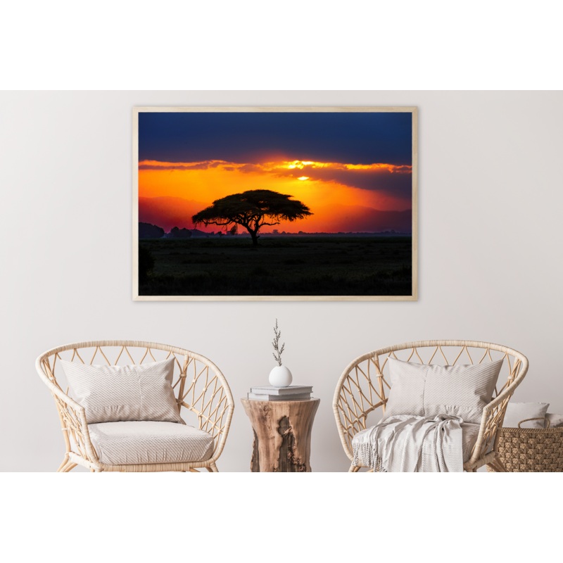 African Tree On Sunset View Home Decor Premium Quality Poster Print Choose Your Sizes