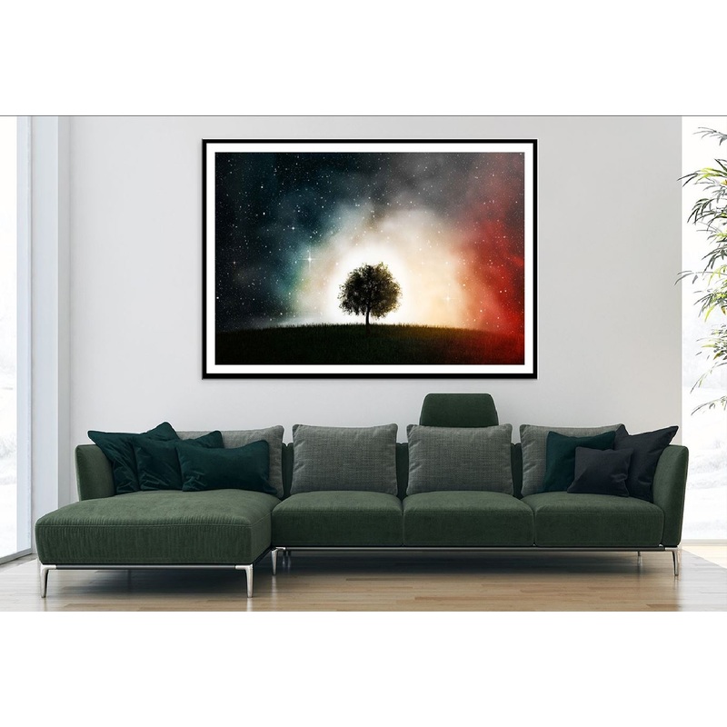 Alone Tree & Milky Way Sky View Photograph Home Decor Premium Quality Poster Print Choose Your Sizes