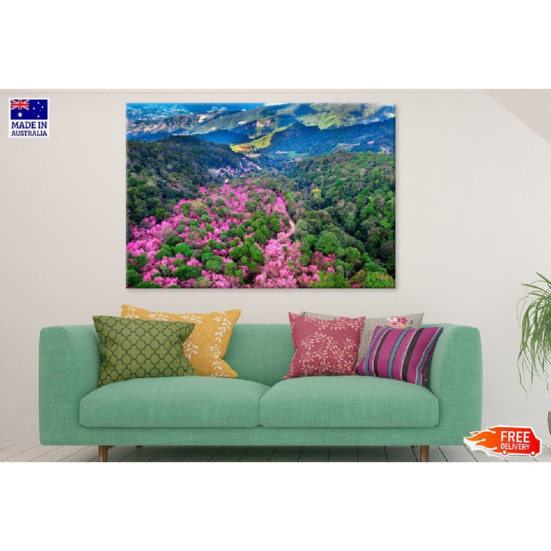 Cherry Blossom Trees Mountains Photograph Print 100% Australian Made