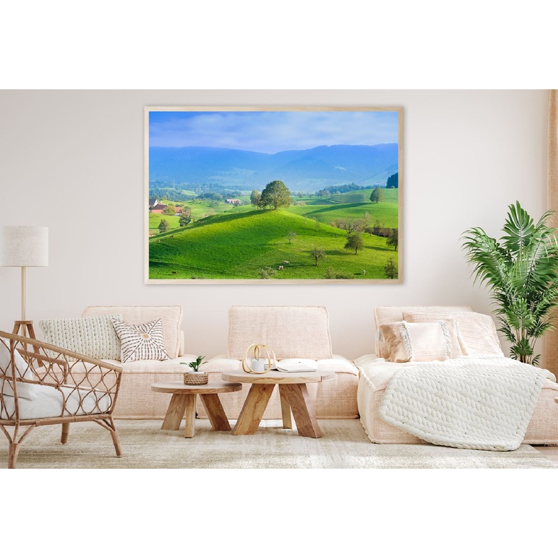 Tree on Green Grass Hill Aerial Photograph Home Decor Premium Quality Poster Print Choose Your Sizes