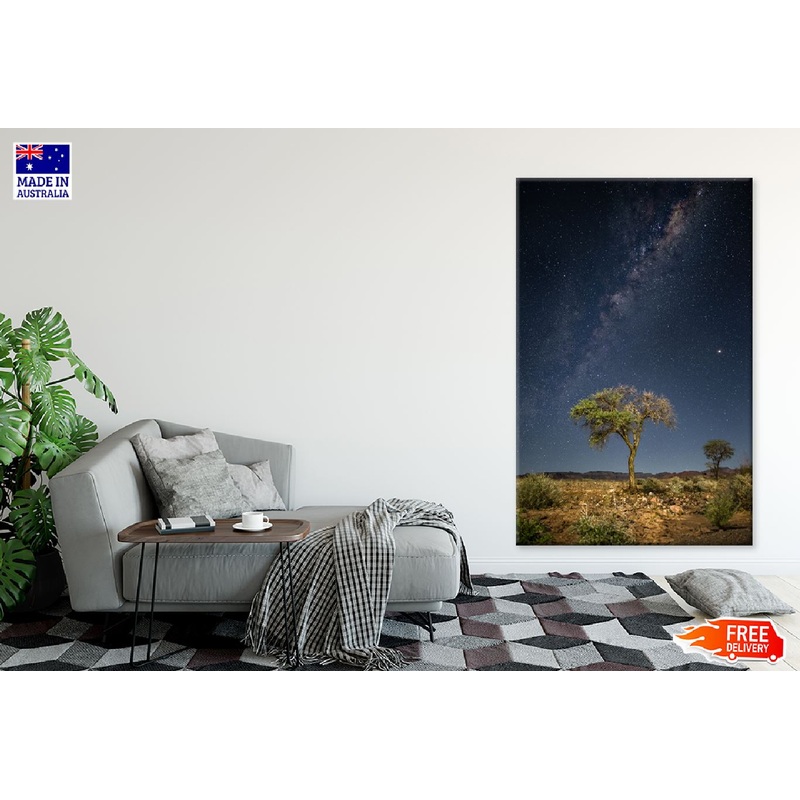 Tree on Milky Way Galaxy Scenery Photograph Print 100% Australian Made