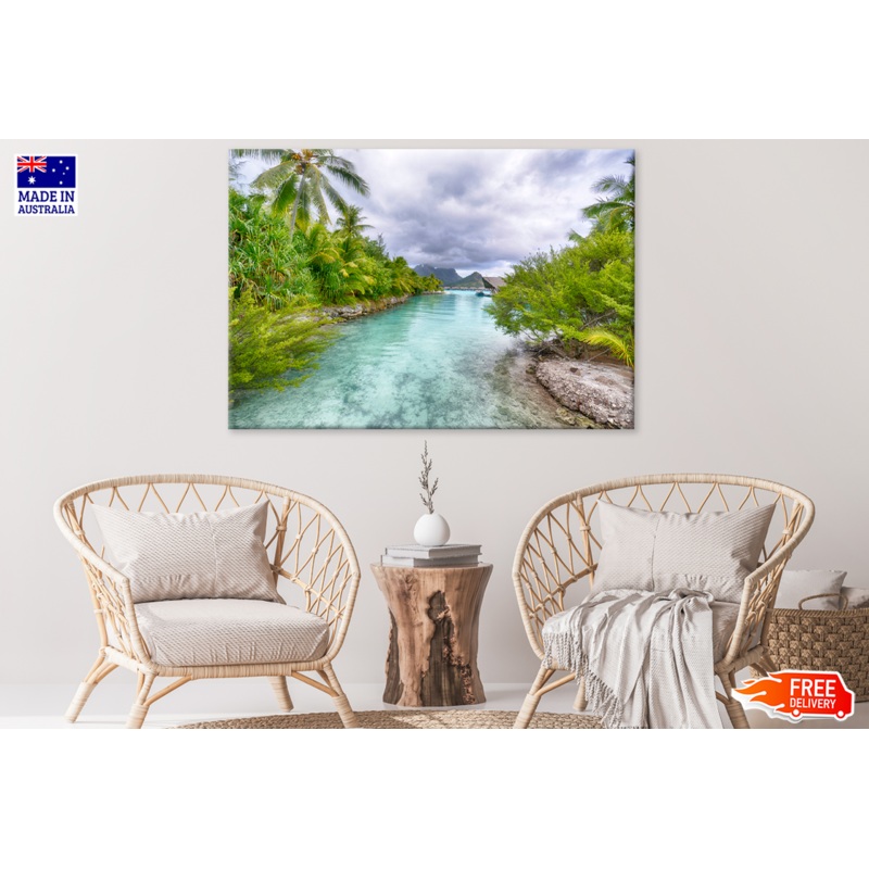 Trees & Lake Cloudy Sky Scenery ViewPrint 100% Australian Made