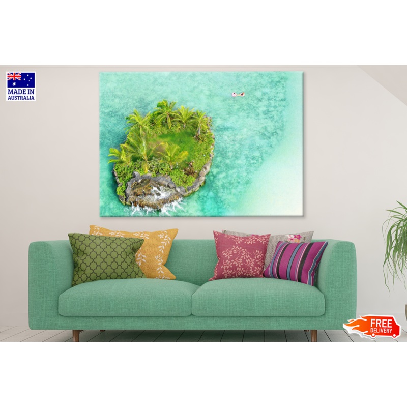 Trees On Island & Sea Aerial View Photograph Print 100% Australian Made