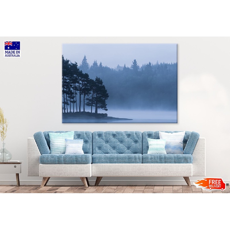 Trees on Lake & Foggy View Photograph Print 100% Australian Made