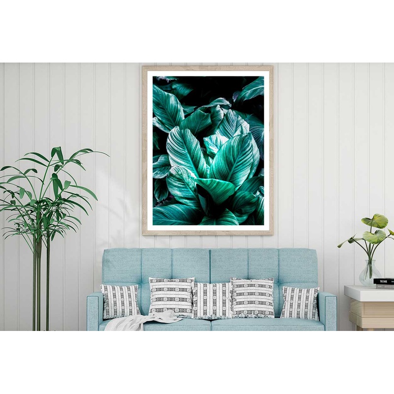 Tropical Green Leaves Closeup View Photograph Home Decor Premium Quality Poster Print Choose Your Sizes