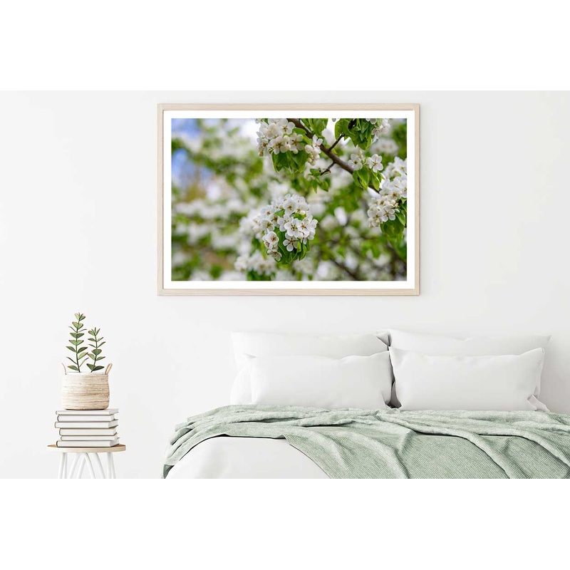 White Blossom Flowers Branch View Photograph Home Decor Premium Quality Poster Print Choose Your Sizes