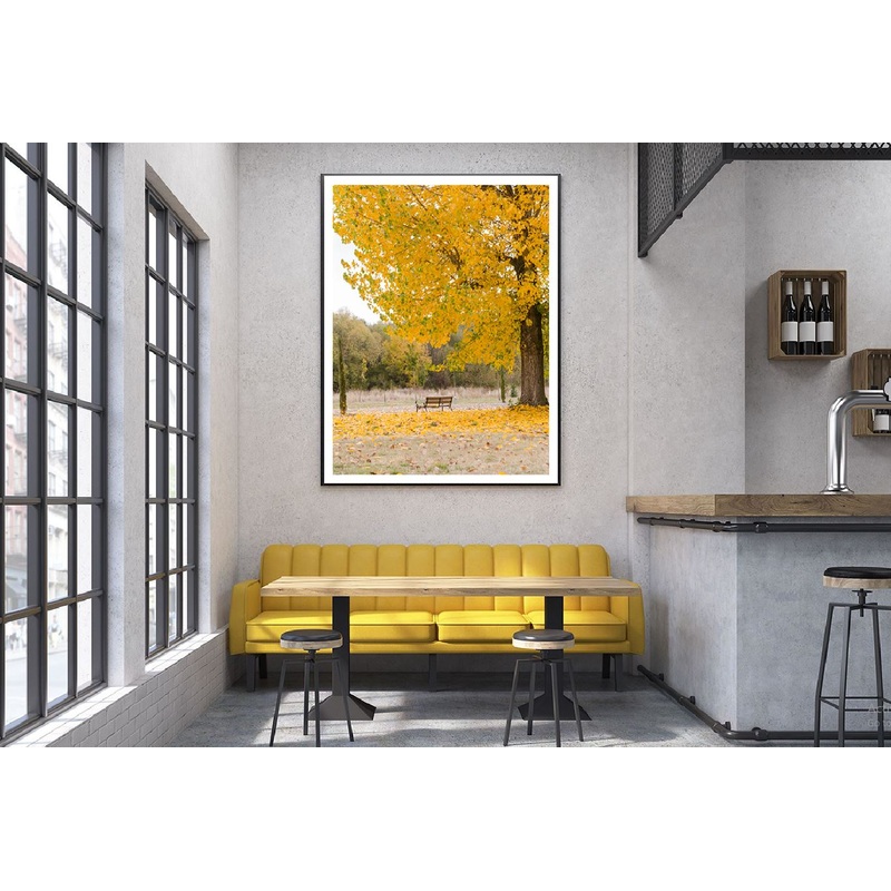 Yellow Autumn Tree on Garden View Photograph Home Decor Premium Quality Poster Print Choose Your Sizes