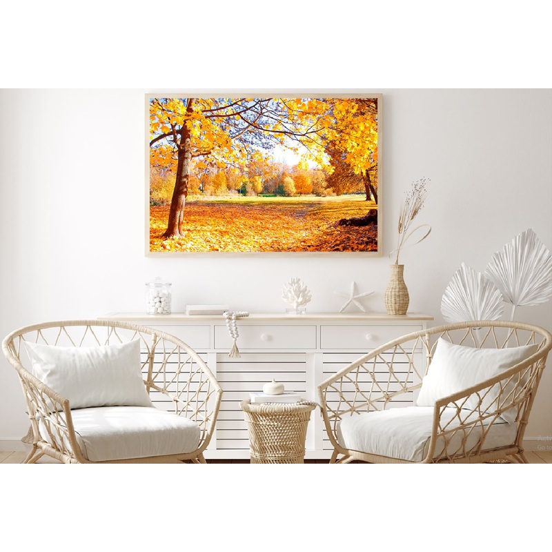 Yellow Orange Autumn Tree View Photograph Home Decor Premium Quality Poster Print Choose Your Sizes
