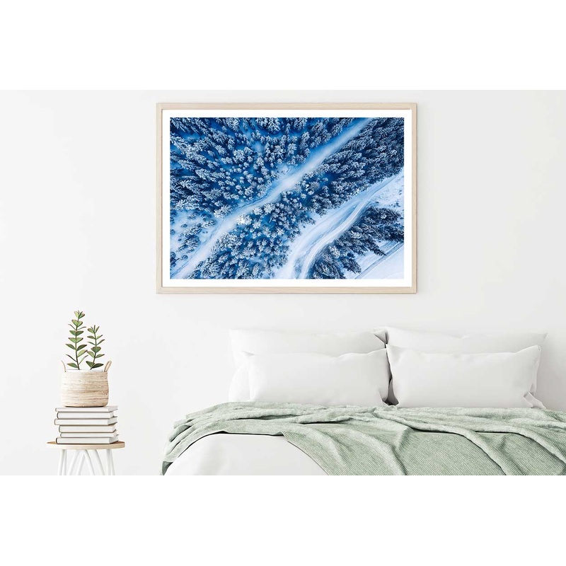 Aerial View of Trees & Snow Winter Forest Photograph Home Decor Premium Quality Poster Print Choose Your Sizes